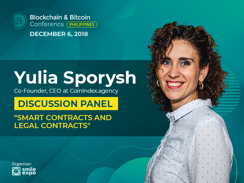 Co-Founder & CEO at CoinIndex.agency Yuliya Sporysh Will Talk About Smart Contracts During the Panel Discussion