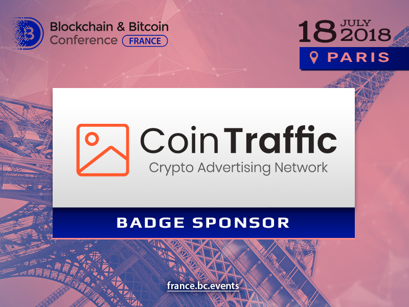 CoinTraffic media agency – Badge Sponsor of Blockchain & Bitcoin Conference France
