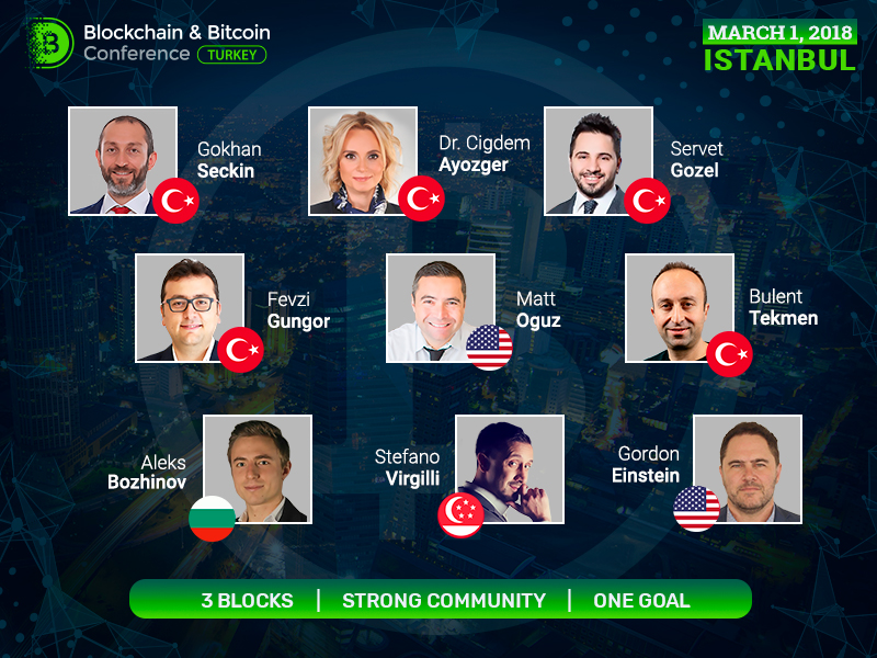 Türk, Bulgar, Singapurlu ve Amerikan kripto para uzmanları ve Blok Zinciri girişimcileri Blockchain & Bitcoin Konferansı Türkiye'ye konuşmacı olarak katılacaktır