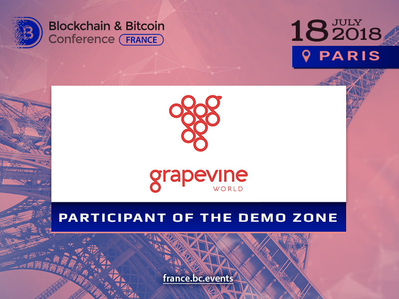 Grapevine healthcare blockchain platform to occupy exhibition area stand at Blockchain & Bitcoin Conference France 