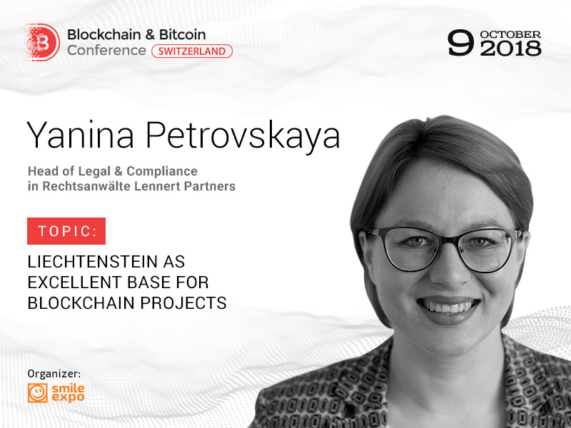 Head of Legal & Compliance at Rechtsanwälte Lennert Partners, Yanina Petrovskaya to speak about the prospects of Liechtenstein in the blockchain industry 