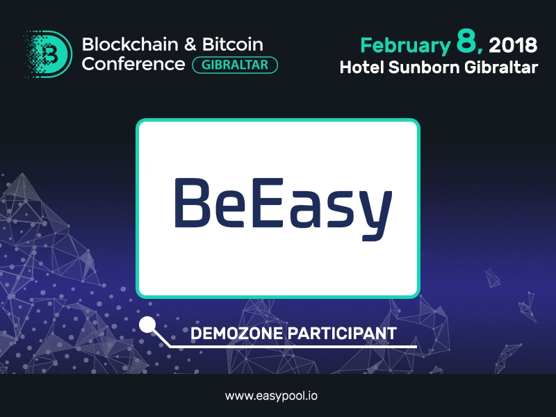 Participant of the exhibition area of Blockchain & Bitcoin Conference Gibraltar – a multifunctional blockchain platform BeEasy
