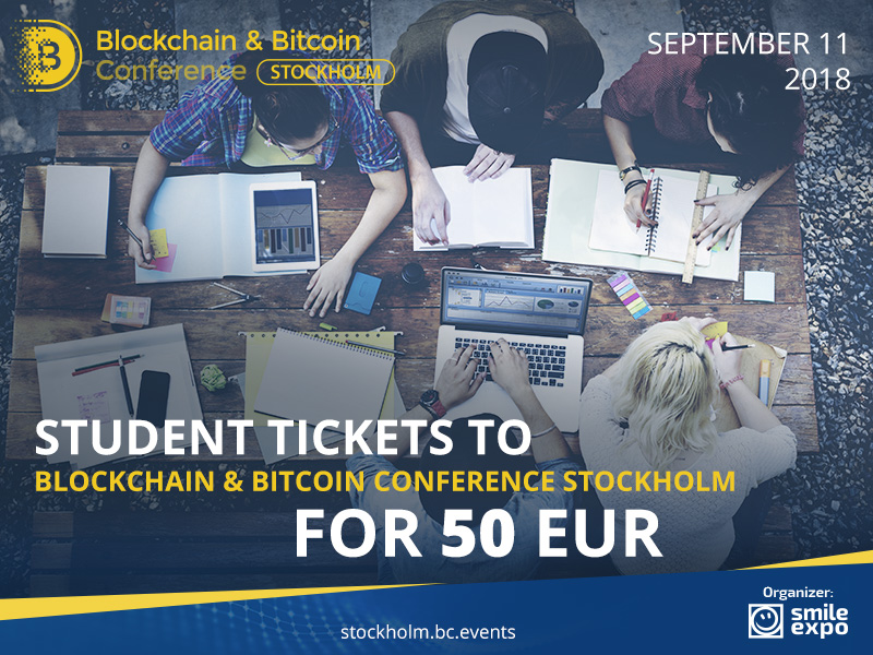 Student tickets to Blockchain & Bitcoin Conference Stockholm for 50 EUR