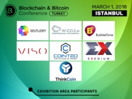 Advanced blockchain solutions, crypto exchanges, and software in exhibition area of Blockchain & Bitcoin Conference Turkey