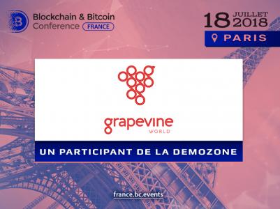 Plateforme mondiale de santé de blockchain Grapevine: exposant de Blockchain & Bitcoin Conference France