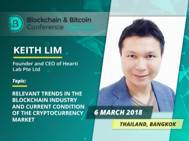 Founder and CEO at Hearti Lab Keith Lim will speak about relevant trends in the blockchain industry at Blockchain & Bitcoin Conference Thailand 