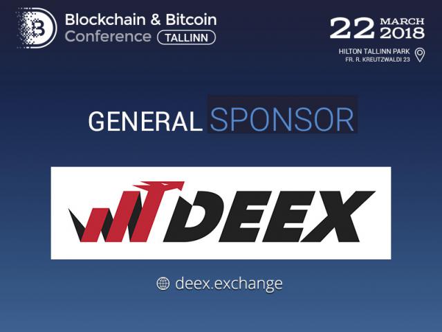 General Sponsor of Blockchain & Bitcoin Conference Tallinn – DEEX.EXCHANGE, a convenient ecosystem to work with cryptocurrencies