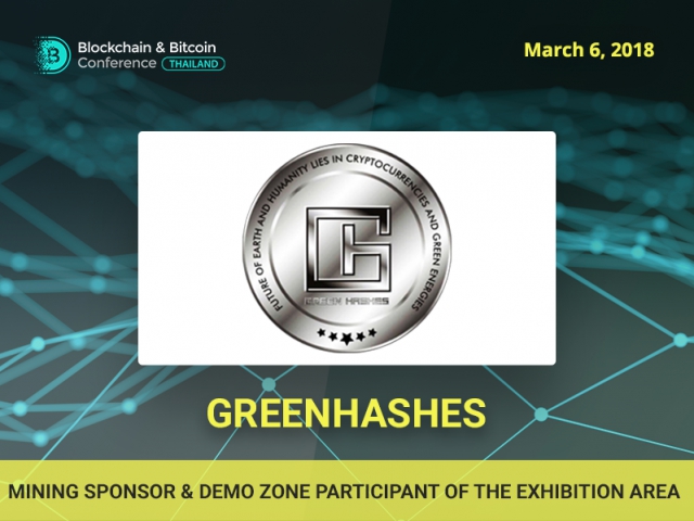 GreenHashes Startup: sponsor of Blockchain & Bitcoin Conference Thailand