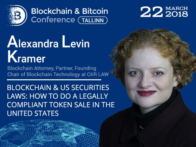 Legally compliant token sale in the case study of the US. Blockchain Attorney Alexandra Levin Kramer to deliver a speech 